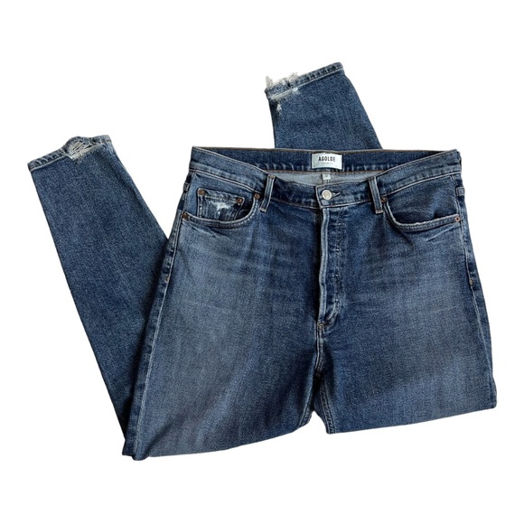 AGOLDE Nico High Rise Slim Fit in Betray Medium Distressed Wash